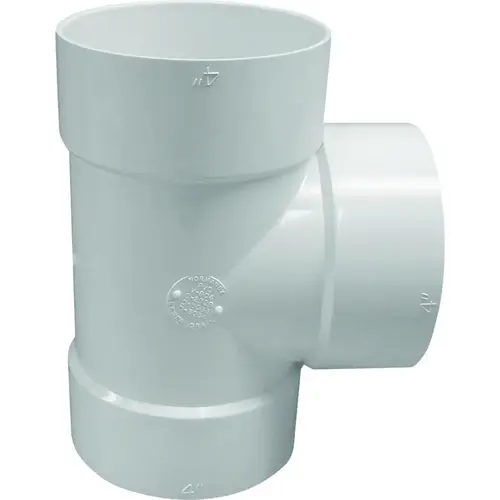 4 In. PVC Sewer and Drain Sanitary Bull Nose Tee White