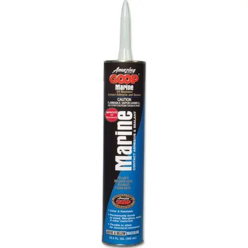 Marine Adhesive Caulk, Clear, 48 to 72 hr Curing, -40 to 150 deg F, 301.6 mL Tube