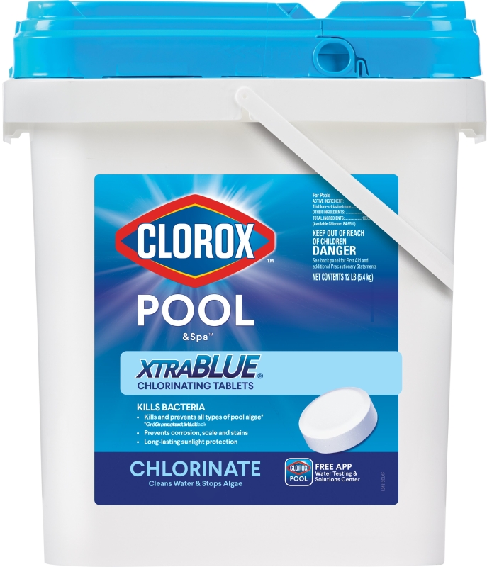 CLOROX 24212CLX POOL & Spa XtraBlue 23012CLX Chlorinating Tablet, Solid, Chlorine, 12 lb White