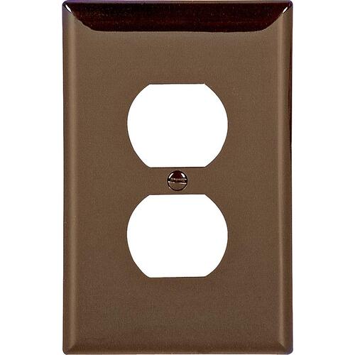 Duplex and Single Receptacle Wallplate, 4-7/8 in L, 3-1/8 in W, 1 -Gang, Polycarbonate Brown