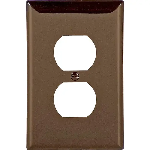 Duplex and Single Receptacle Wallplate, 4-7/8 in L, 3-1/8 in W, 1 -Gang, Polycarbonate Brown - pack of 25