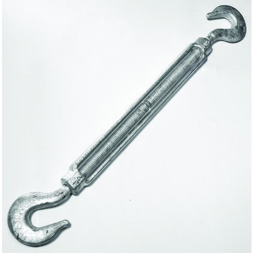 Turnbuckle, 1500 lb Working Load, 1/2 in Thread, Hook, Hook, 9 in L Take-Up, Galvanized Steel