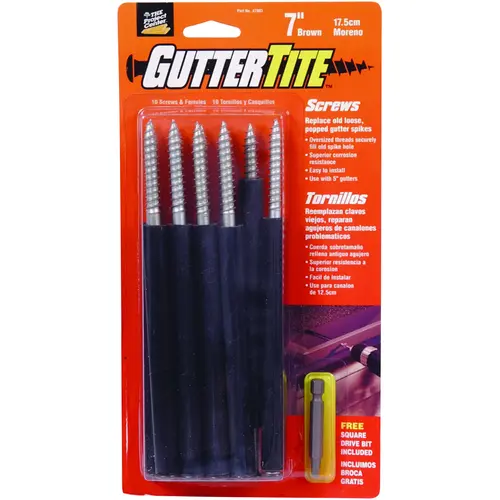 Acorn GS-0007BRN Gutter Screw, #3 Drive, Square Drive, Brown, Dacrotized - pack of 10