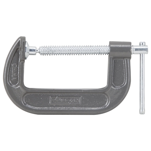 C-Clamp, 4 in Max Opening Size, 1-3/4 in D Throat, Steel Body, Gray Body