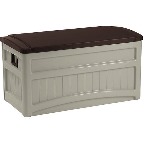 Deck Box, 46 in W, 22 in D, 23 in H, Resin, Light Taupe