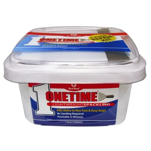 Red Devil 0544KT Onetime 540 Series Spackling Repair Kit, White, 1 qt Tub