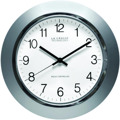 Equity WT-3144S-INT WT-3144S Clock, Round, Silver Frame, Plastic Clock Face, Analog