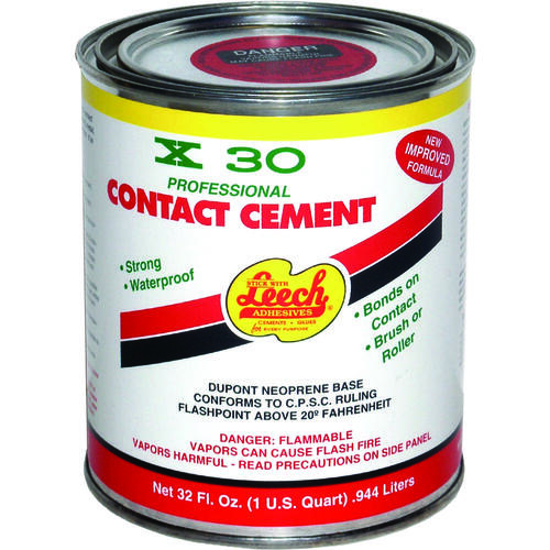 Leech Adhesives X30-78-6 X-30 Contact Cement, Clear, 1 qt Can