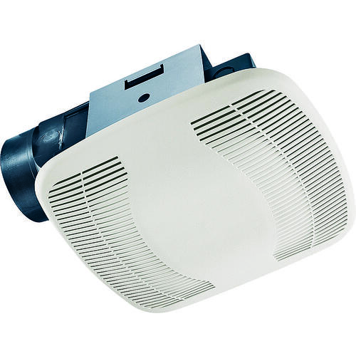 Exhaust Fan, 8-11/16 in L, 9-1/8 in W, 0.5 A, 120 V, 1-Speed, 90 cfm Air, ABS, White