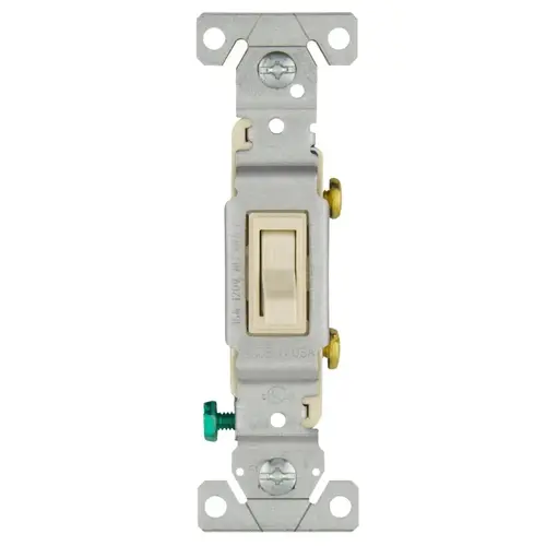 Toggle Switch, 15 A, 120 V, Polycarbonate Housing Material, Light Almond - pack of 10