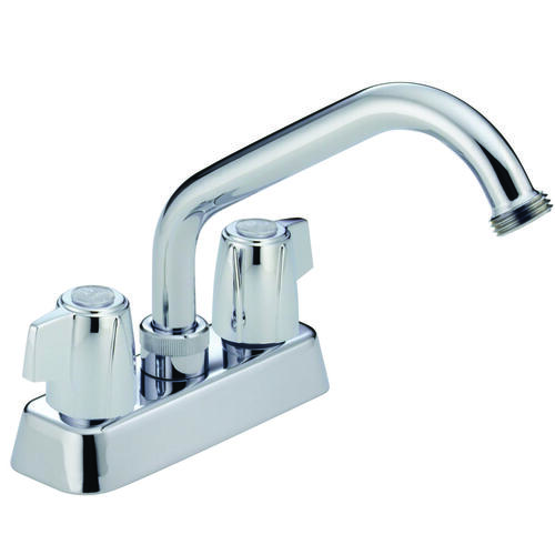 Classic Series Laundry Faucet, 2-Faucet Handle, Brass, Chrome Plated, Deck Mounting, Swivel Spout