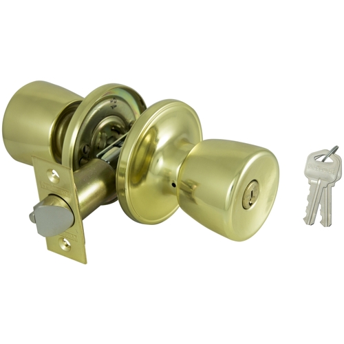 Entry Knob Lockset, TS Tubular, Pol Brass - pack of 3