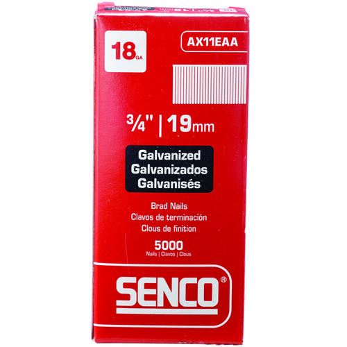 Senco AX11EAA Nail, 3/4 in L, 18 Gauge, Steel, Electro-Galvanized, Brad, Medium Head, Smooth Shank - pack of 5000