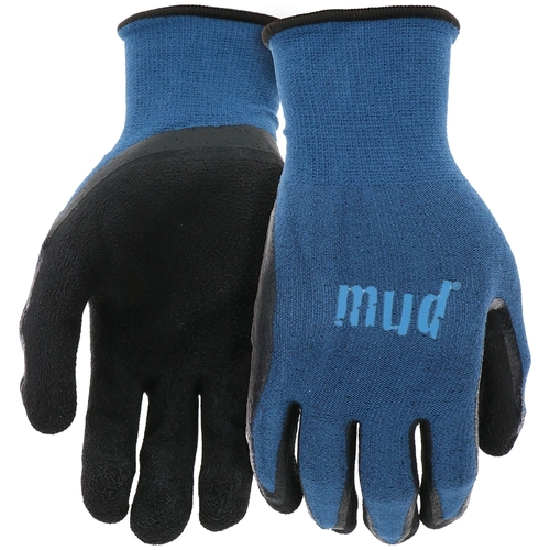 Gloves, M/L, Bamboo/Latex/Spandex, Black/Cadet Blue