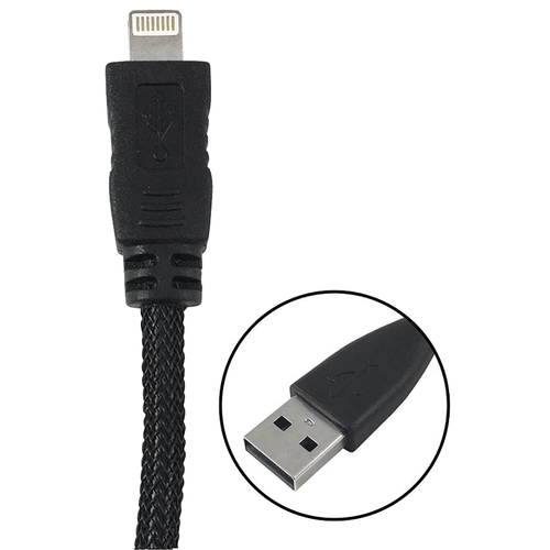 Lightning Cable, USB, Black, 3 ft L