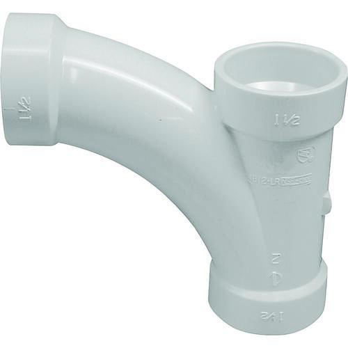 Combination Tee Pipe Wye, 1-1/2 in, Hub, PVC, White, SCH 40 Schedule