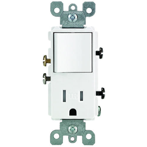 5625 Combination Switch/Receptacle, 1 -Pole, 15 A, 120 V Switch, 125 V Receptacle, White