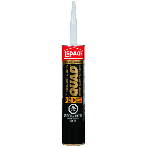 LePage 1637329 QUAD Door and Siding Sealant, 7 to 14 days Curing, 20 to 100 deg F, 295 mL Cartridge