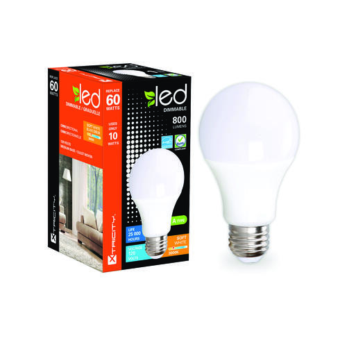 1-60096 LED Bulb, General Purpose, 60 W Equivalent, Medium Lamp Base, Dimmable, Soft White Light
