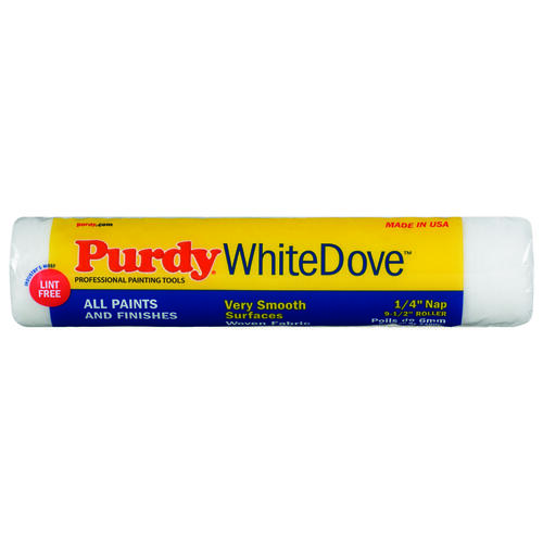 Purdy 137662M91 White Dove Roller Cover, 1/4 in Thick Nap, 9-1/2 in L, Woven Dralon Fabric Cover