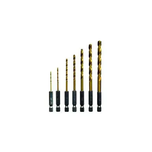 Task Tools T92007 Quick Change Ti-N Coated HSS Drill Bit Set TiN-Coated