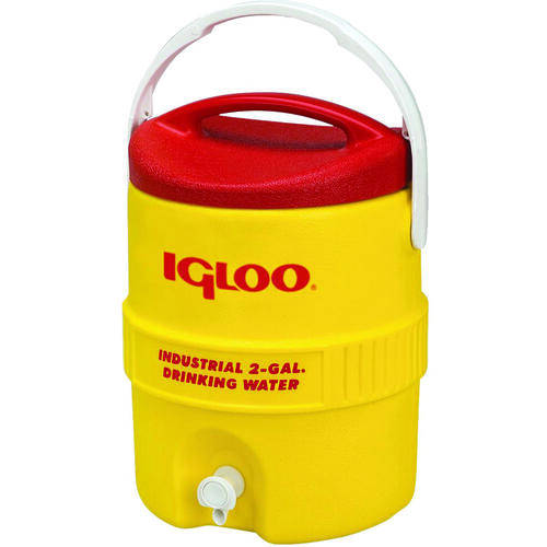 Igloo 00000421 400 Series Water Cooler, 2 gal Tank, Lever Spigot, Polyethylene, Red/Yellow