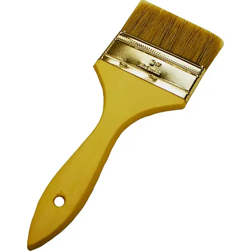 Paint Brush, 3 in W, 1-11/16 in L Bristle, Soft Natural China Bristle, Plain-Grip Handle