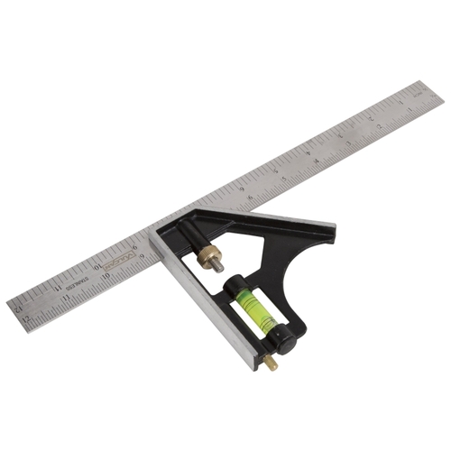 Combo Square, 1 (2.5) in (cm) W Blade, 12 in (30.5 cm) L Blade, SAE & Metric Graduation