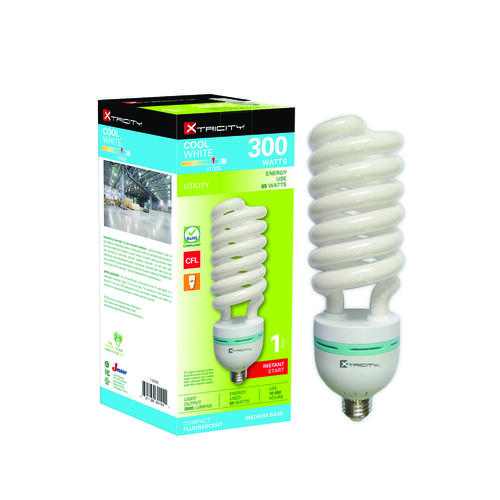 Compact Fluorescent Bulb, 65 W, T5 Lamp, Medium Lamp Base, 4000 Lumens Lumens, 4100 K Color Temp