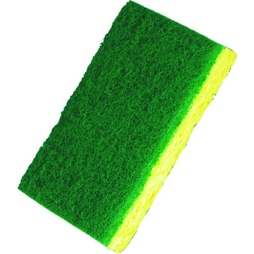 BIRDWELL 369-48 Scouring Pad, 4-1/2 in L, 2-7/8 in W, Green/Yellow