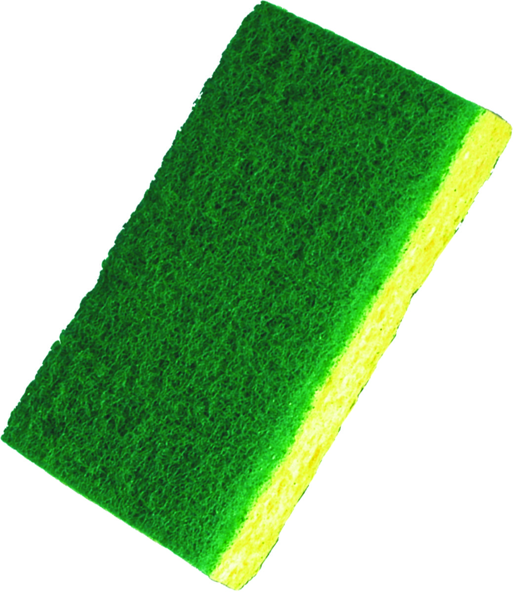 BIRDWELL 369-48 Scouring Pad, 4-1/2 in L, 2-7/8 in W, Green/Yellow