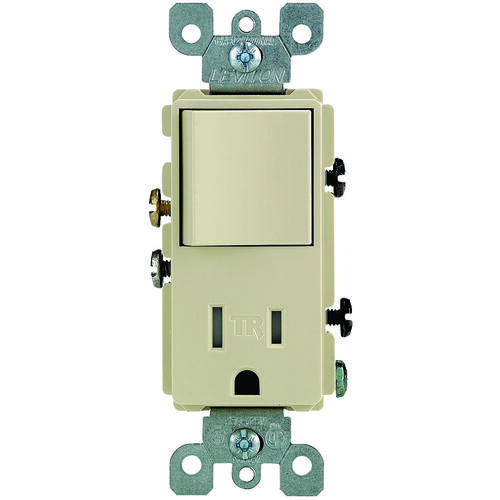 5625 Combination Switch/Receptacle, 1 -Pole, 15 A, 120 V Switch, 125 V Receptacle, Ivory