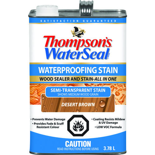 Thompson's Waterseal THC017201-16-XCP4 Wood Stain and Sealant, Semi-Transparent, Desert Brown, 3.78 L - pack of 4