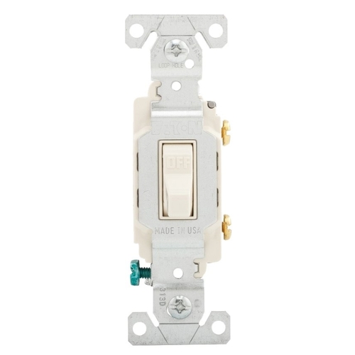 Eaton CS120LA Toggle Switch, 20 A, 120, 277 VAC, PVC Housing Material, Light Almond