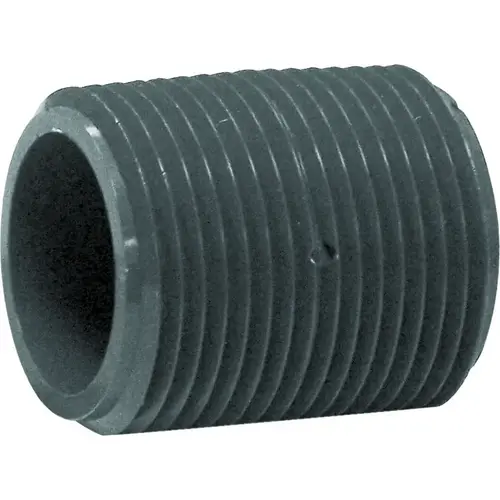 210015BC Pipe Nipple, 1 in, NPT, PVC, Gray, SCH 80 Schedule