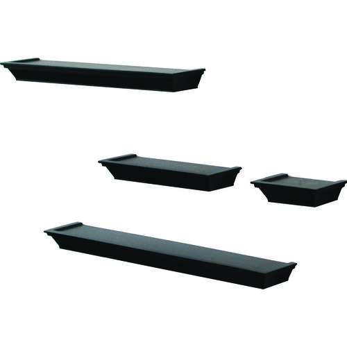 Mantel Shelf Kit, 20 lb, 4-Shelf, 3-1/2 in W, Wood Black