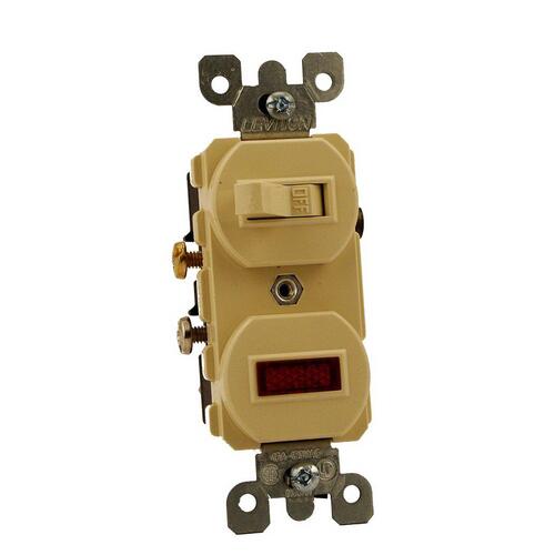 Traditional Duplex Combination Switch, 12 A, 120/277 V, Lead Wire Terminal, Ivory