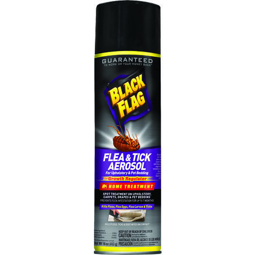 BLACK FLAG HG-11094 Flea and Tick Killer, Liquid, Spray Application, 16 oz Can Light Yellow