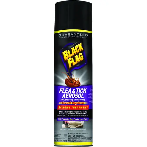 BLACK FLAG HG-11094 Flea and Tick Killer, Liquid, Spray Application, 16 oz Can Light Yellow