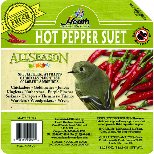 Heath DD-25 Suet Cake, All-Season, Hot Pepper Flavor, 11.25 oz