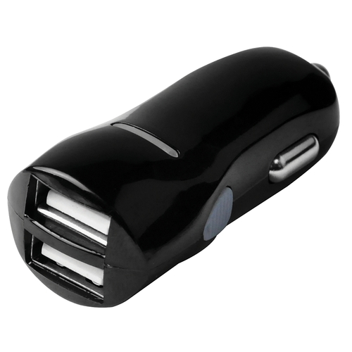 Dual USB Car Charger, 100 to 240 V Input, 5 VDC Output, Black