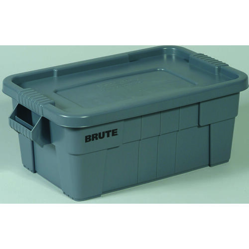 Brute Storage Tote with Lid, Gray, 27-7/8 in L, 17-3/8 in W, 15 in H