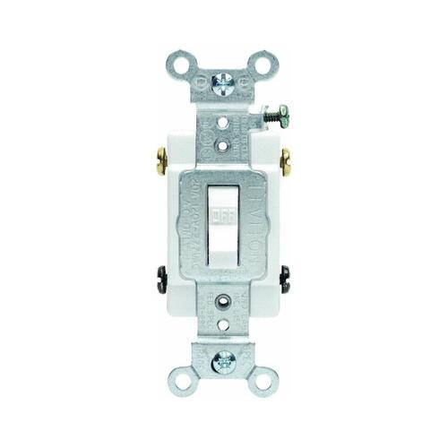 Leviton S08-CS220-2WS Toggle Switch, 20 A, 120/277 V, Screw, Side Wired Terminal, Thermoplastic Housing Material