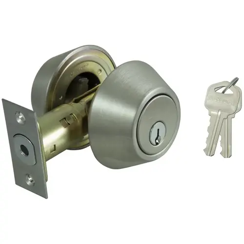 Deadbolt, 3 Grade, Stainless Steel, 2-3/8 to 2-3/4 in Backset, KW1 Keyway - pack of 12