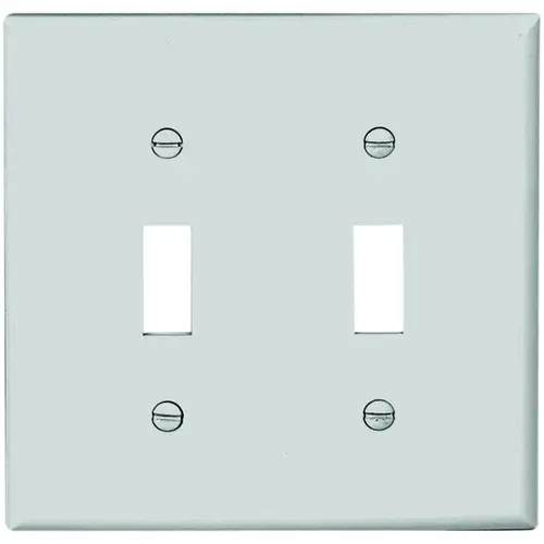 Wallplate, 4-1/2 in L, 4.56 in W, 2 -Gang, Nylon, White, High-Gloss