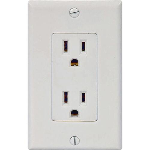 Duplex Receptacle, 2 -Pole, 15 A, 125 V, Push-in, Side Wiring, NEMA: 5-15R, White