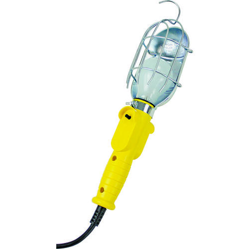 Work Light with Metal Guard and Single Outlet, 12 A, 6 ft L Cord, Yellow