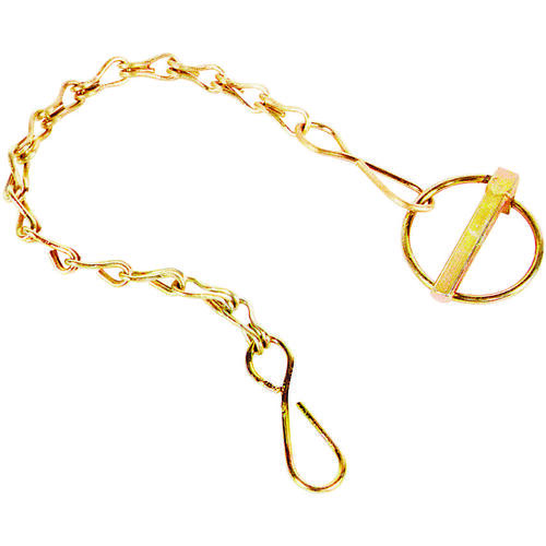 SpeeCo S07090200 Lynch Pin with Chain, 7/16 in Dia Pin, 2 in OAL, Steel, Yellow Zinc Dichromate