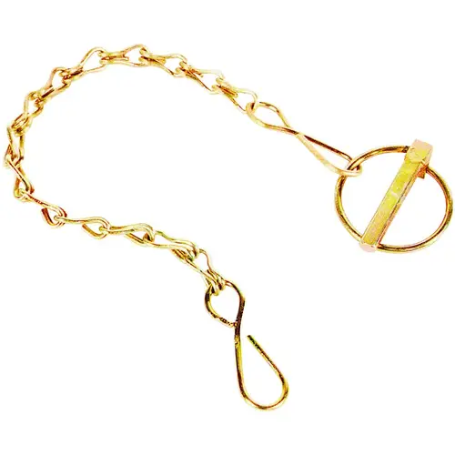 Lynch Pin with Chain, 7/16 in Dia Pin, 2 in OAL, Steel, Yellow Zinc Dichromate