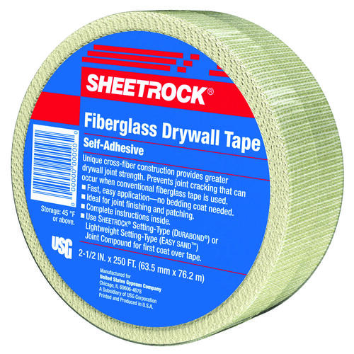 USG 385201020 Drywall Tape, 250 ft L, 2-1/2 in W, White